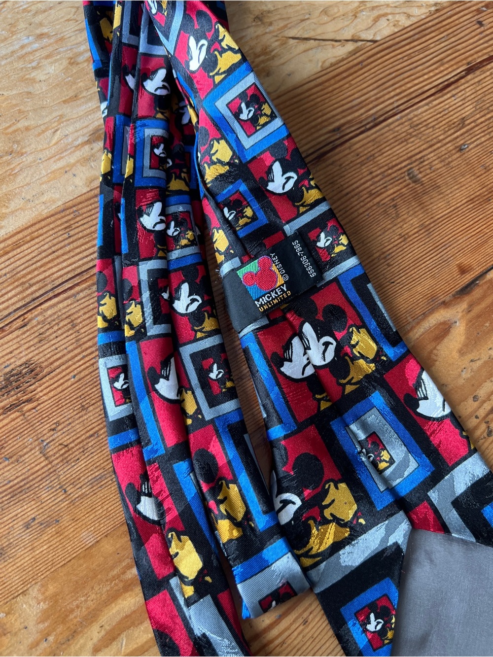 Mickey Mouse Patterned Silk Tie - Red, Blue, Yellow